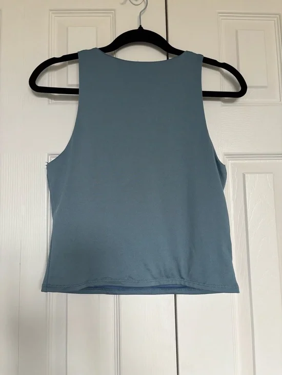 Women’s Sleeveless Crewneck Tank Top in Dusty Blue - Picture 5 of 8